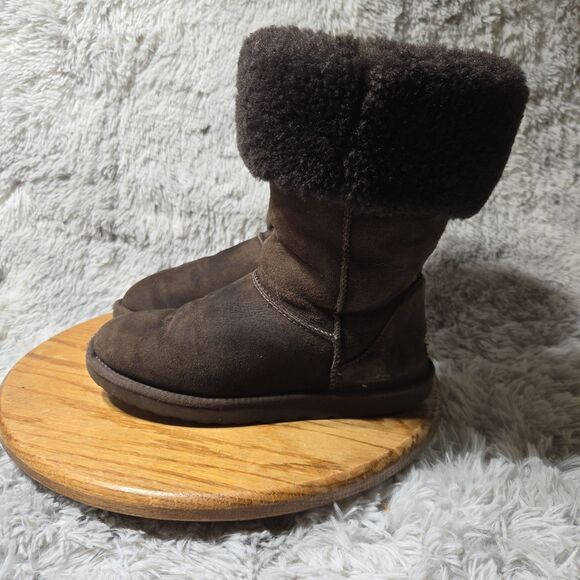 UGG Australia Classics Womens Size 8 Tall Brown Leather Wool Lined Comfy Boots - Picture 13 of 13